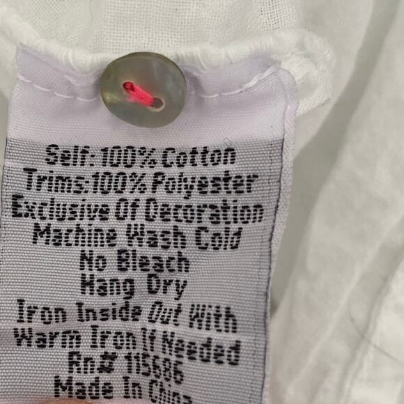 Johnny Was Tatum Peasant Embroidered White Boho Sheer Top size XL - Picture 9 of 10